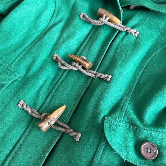 Vintage Thinsulate Green Wool Pea Coat with Toggles - Size Small - Picture 3 of 11